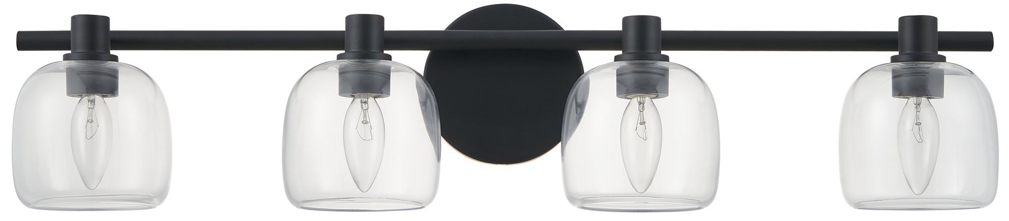 Image 5 Thesis Valentina 30-inch Matte Black Vanity Light with Clear Glass Shades more views