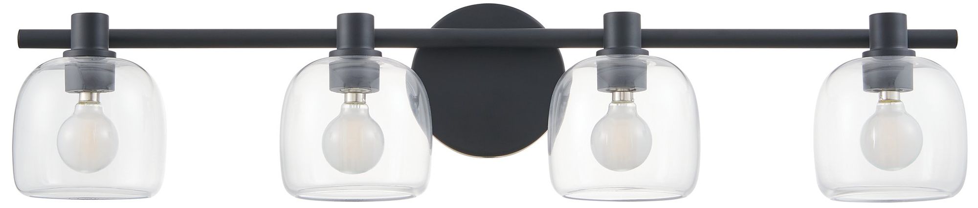 Image 6 Thesis Valentina 30-inch Matte Black Vanity Light with Clear Glass Shades more views
