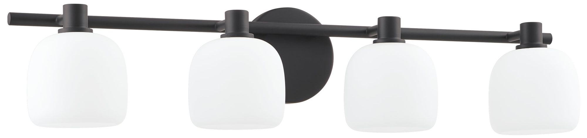 Thesis Valentina 30" Matte Black Vanity Light w/ Etched Opal Glass Shades