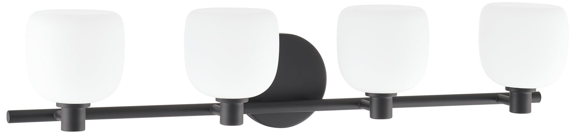 Image 3 Thesis Valentina 30" Matte Black Vanity Light w/ Etched Opal Glass Shades more views