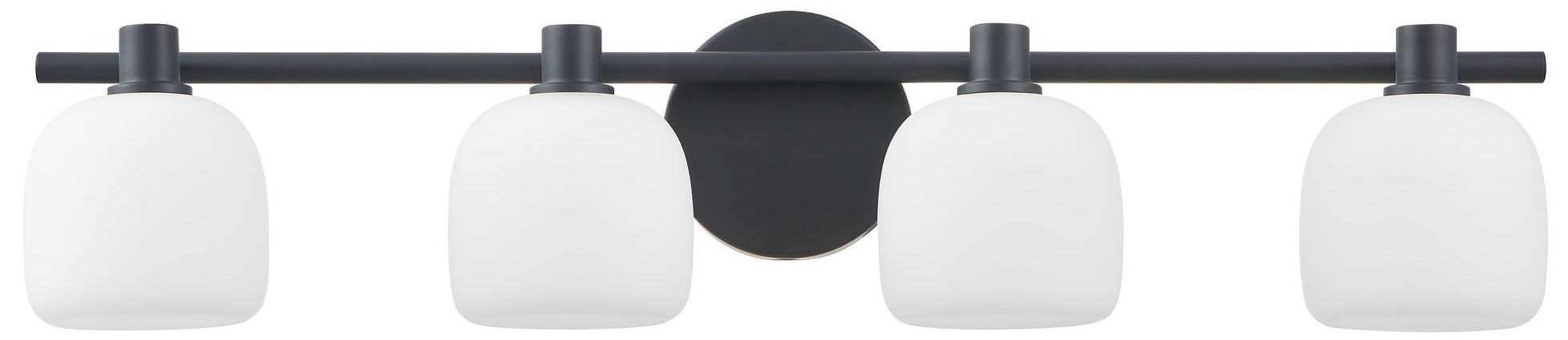 Image 4 Thesis Valentina 30" Matte Black Vanity Light w/ Etched Opal Glass Shades more views