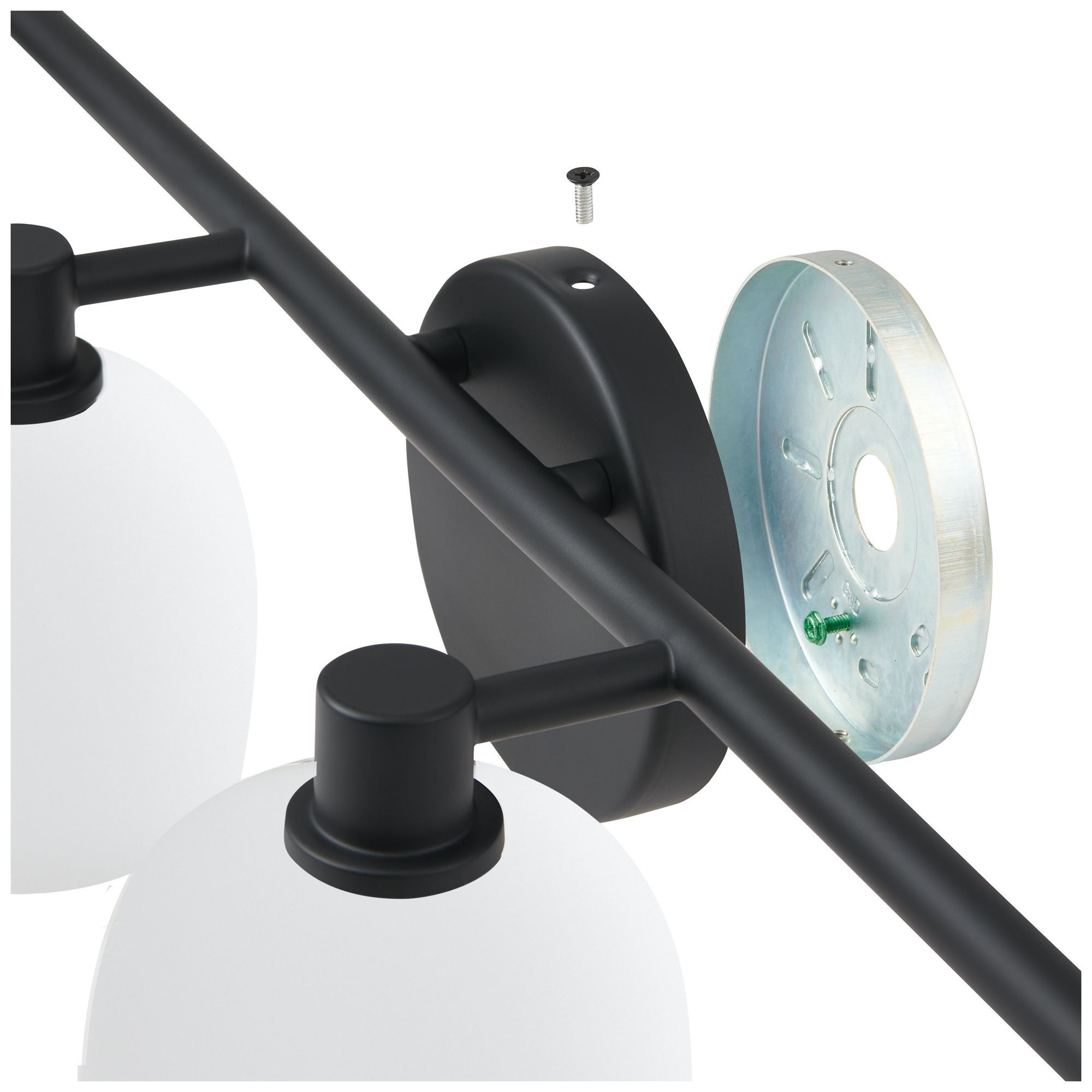 Image 6 Thesis Valentina 30" Matte Black Vanity Light w/ Etched Opal Glass Shades more views