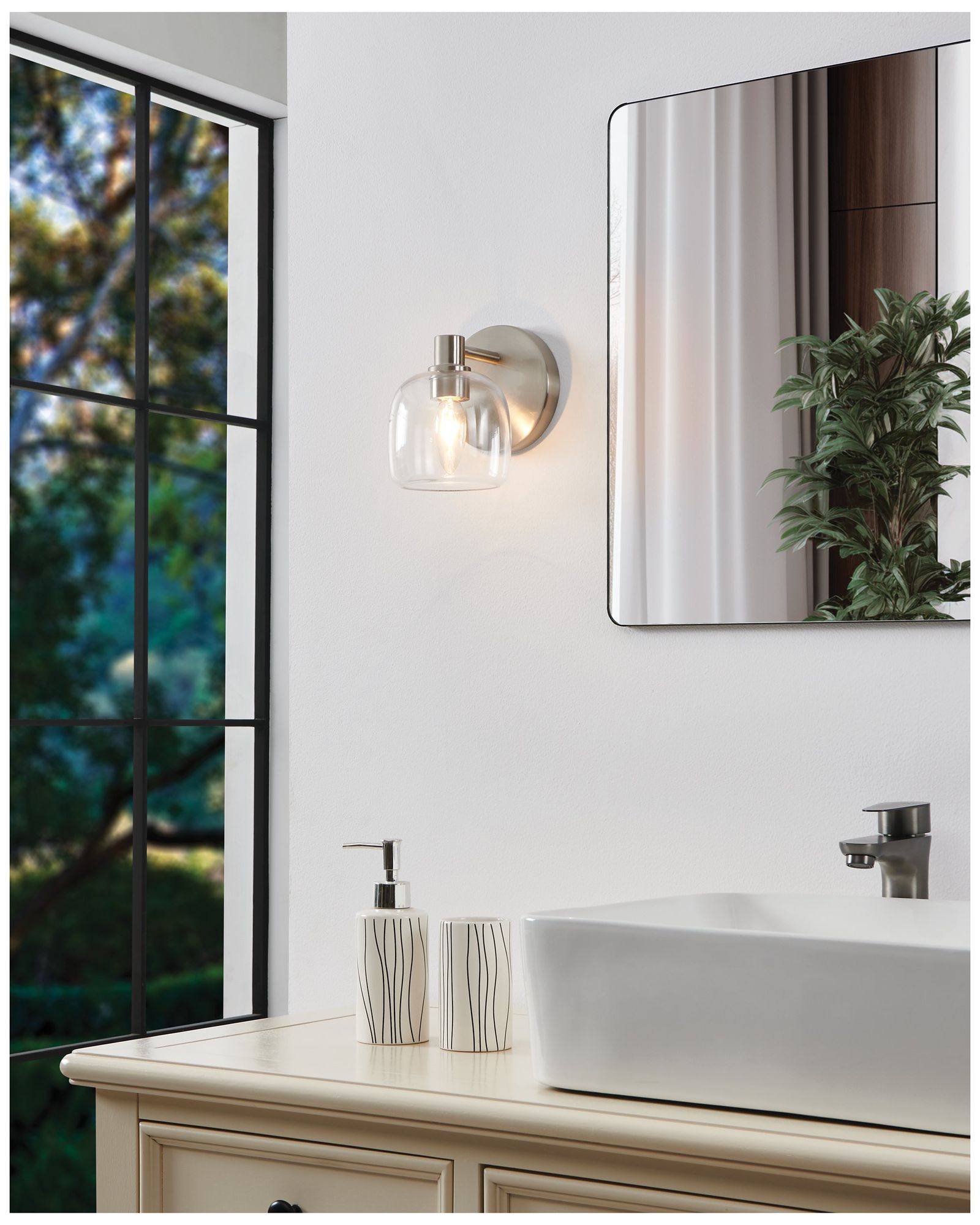 Thesis Valentina 5-inch Brushed Nickel Vanity Light with Clear Glass Shade