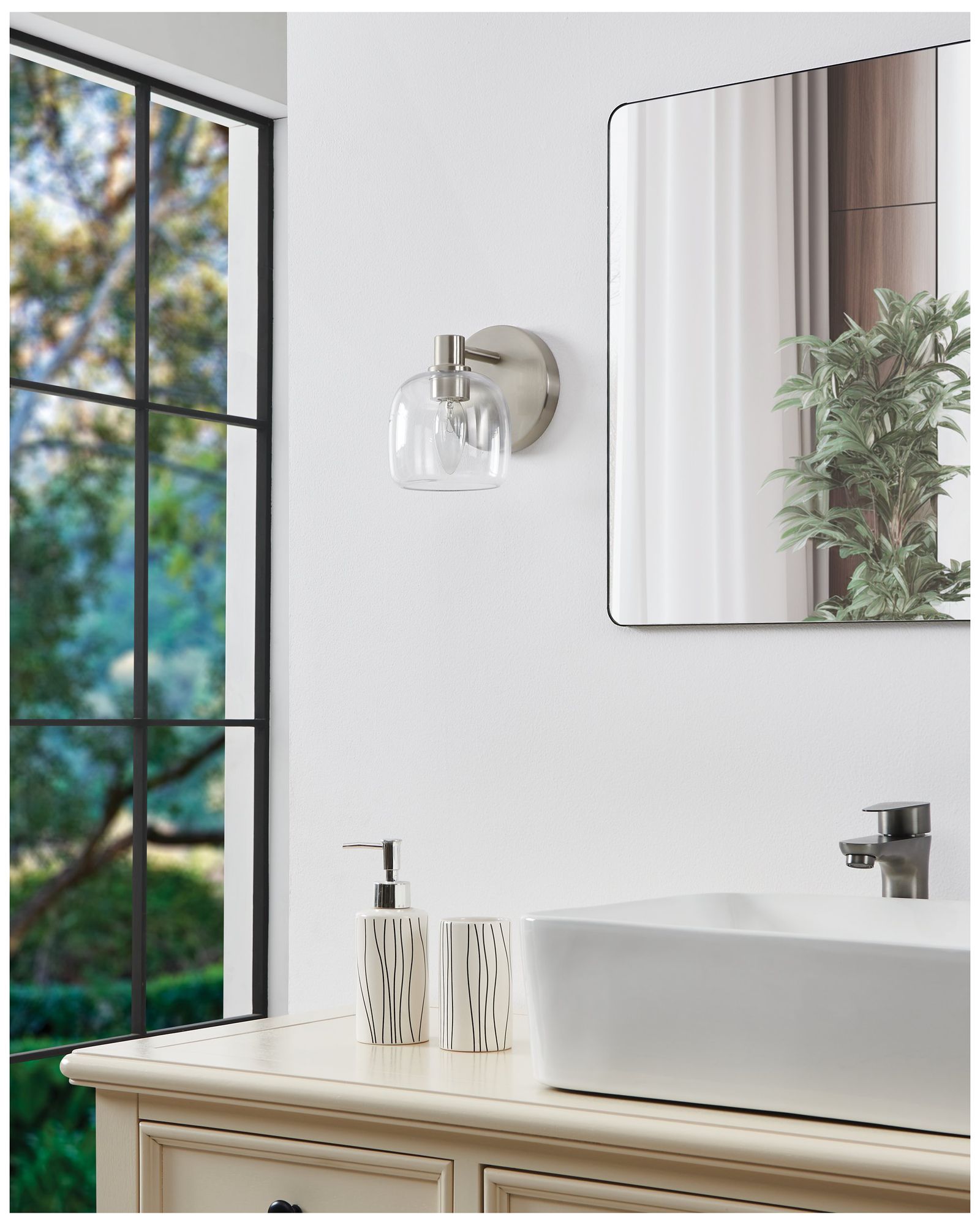 Thesis Valentina 5-inch Brushed Nickel Vanity Light with Clear Glass Shade