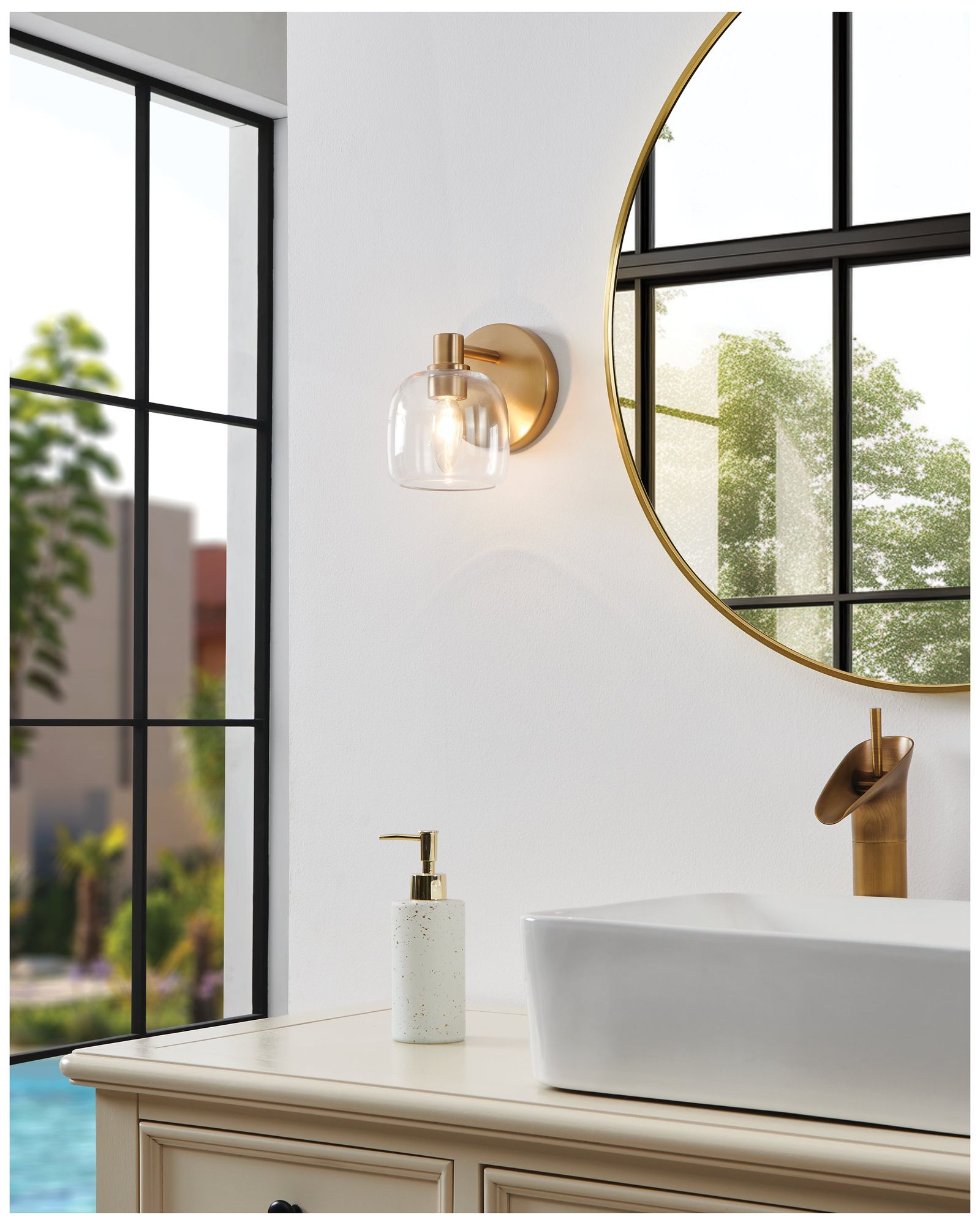 Thesis Valentina 5-inch Champagne Gold Vanity Light with Clear Glass Shade