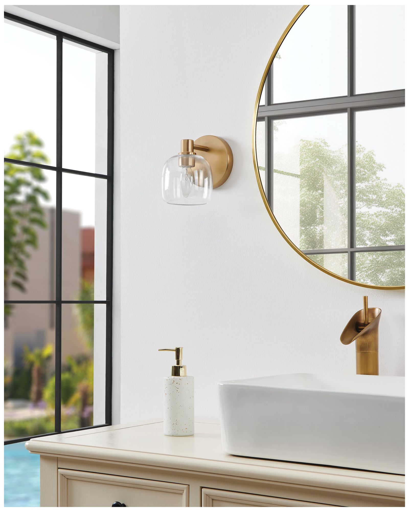 Thesis Valentina 5-inch Champagne Gold Vanity Light with Clear Glass Shade