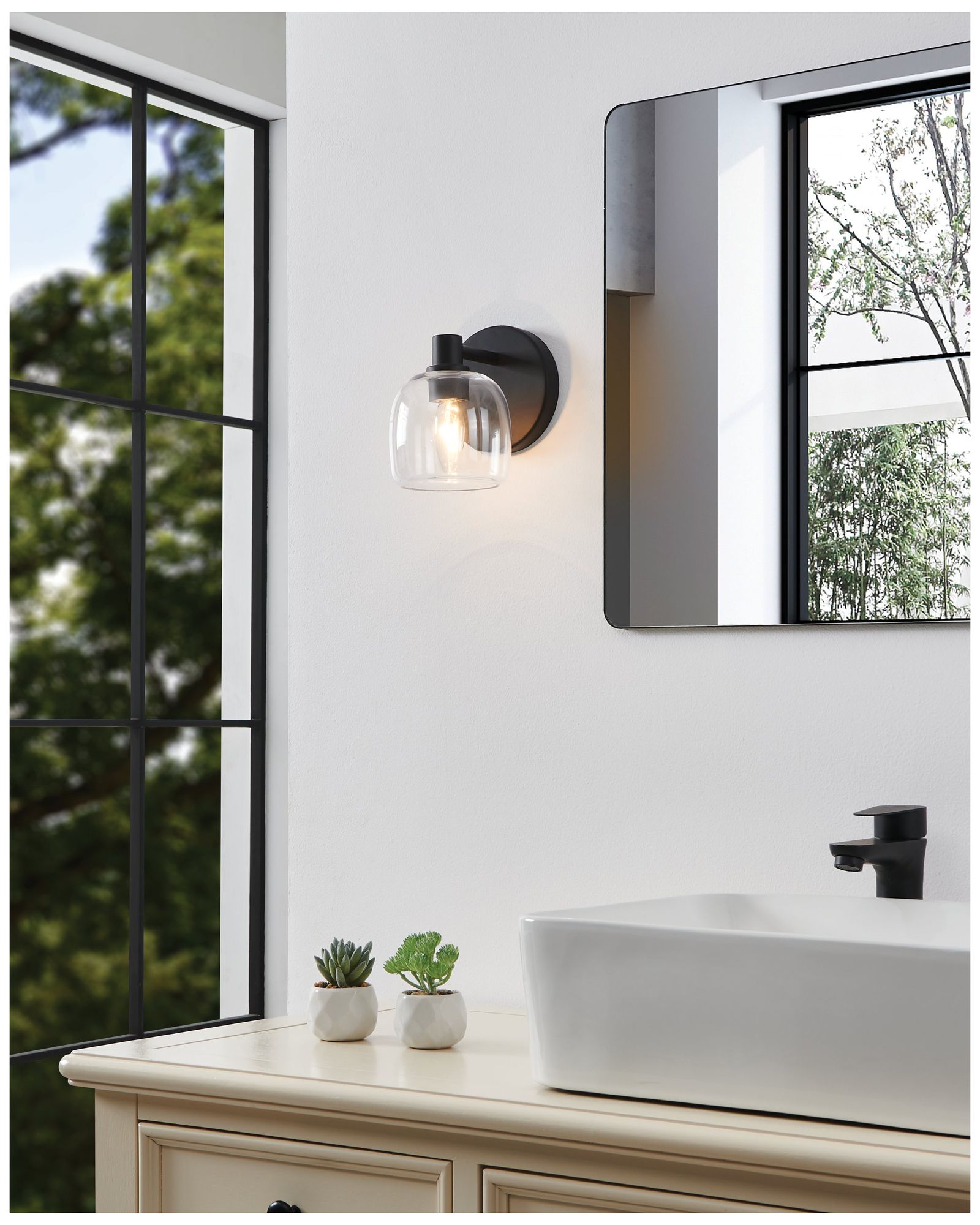 Thesis Valentina 5-inch Matte Black Vanity Light with Clear Glass Shade