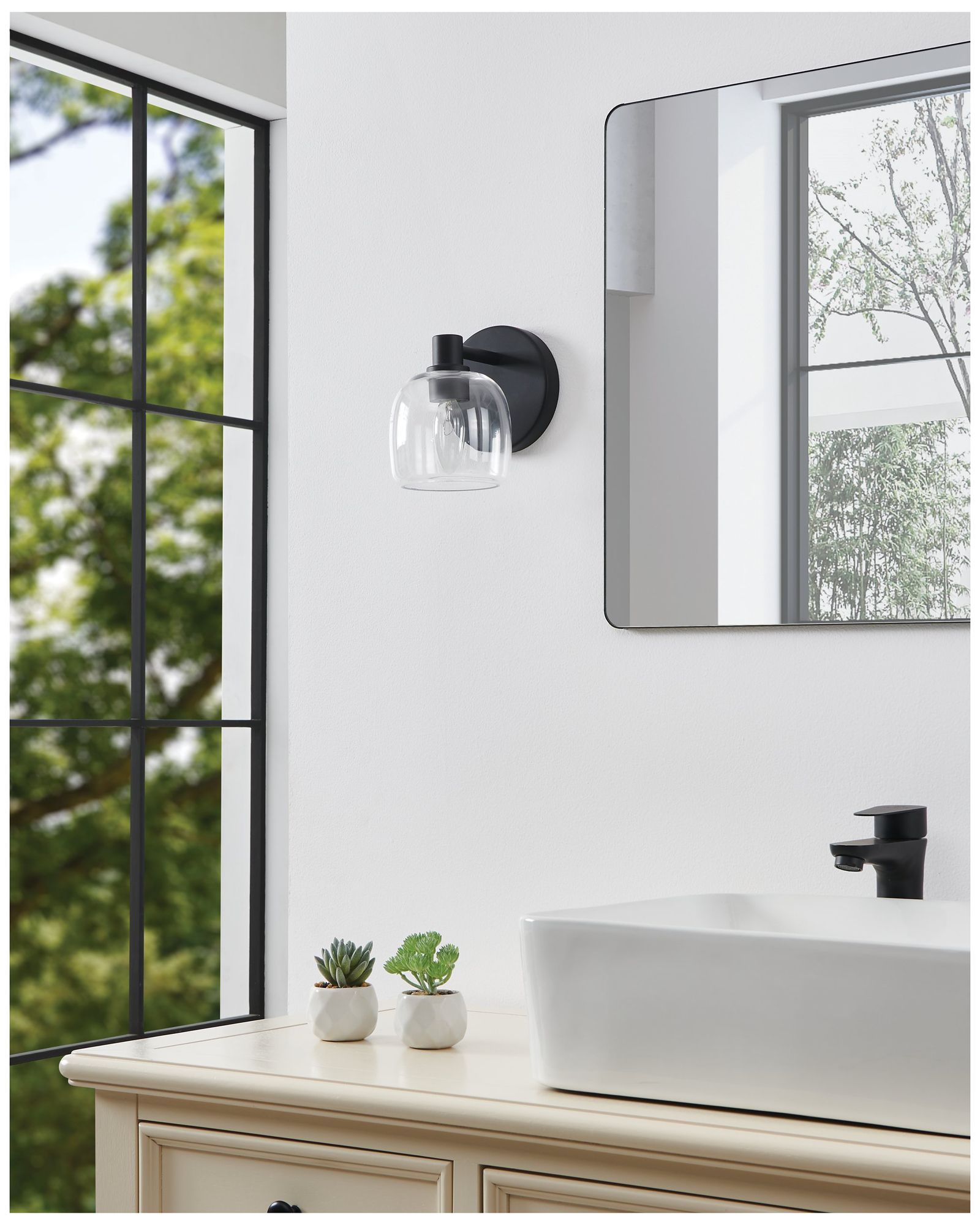 Thesis Valentina 5-inch Matte Black Vanity Light with Clear Glass Shade