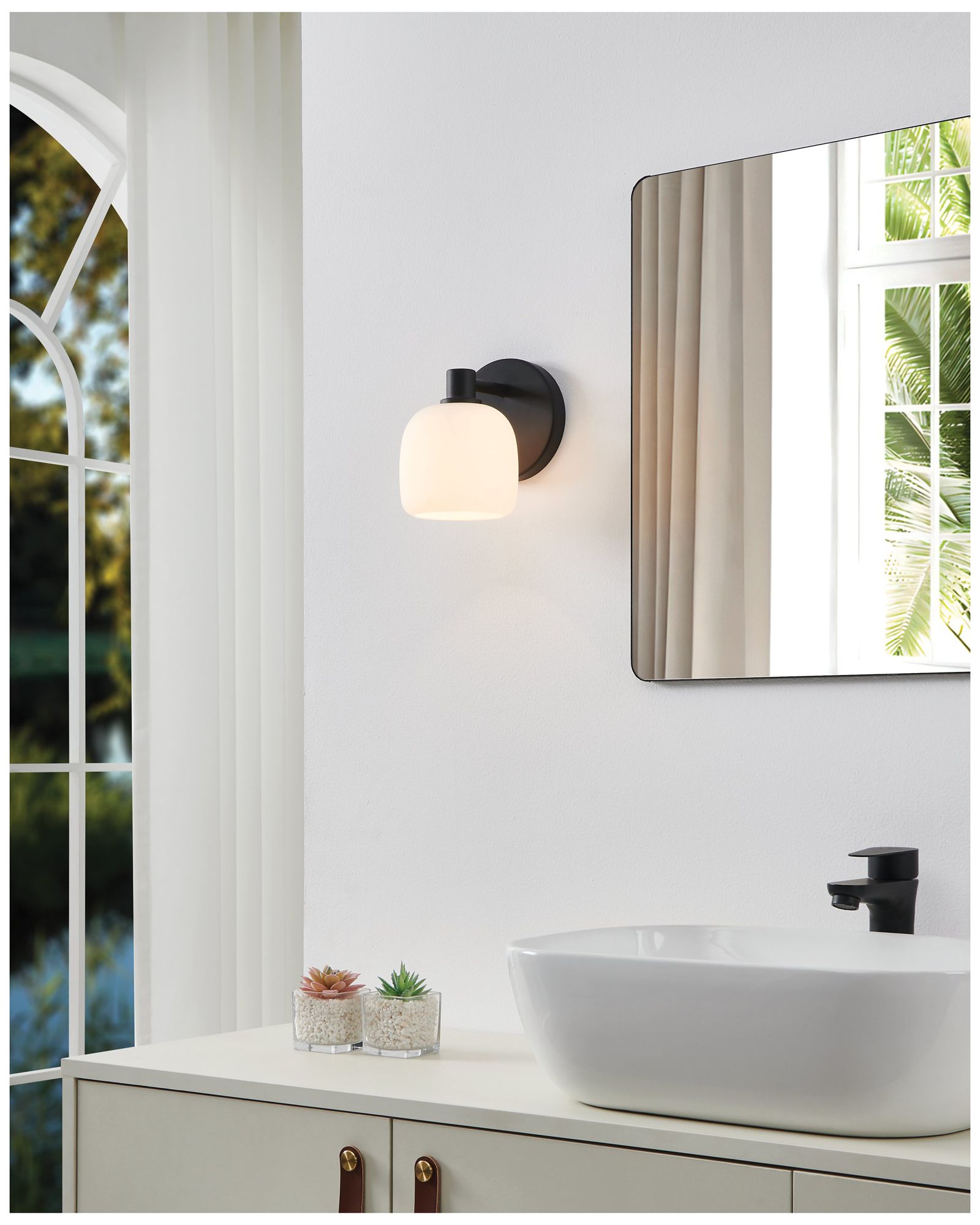 Image 7 Thesis Valentina 5" Matte Black Vanity Light w/ Etched Opal Glass Shade more views