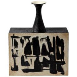 Thetis 19 1/2&quot; High Black and Ivory Ceramic Decorative Vase
