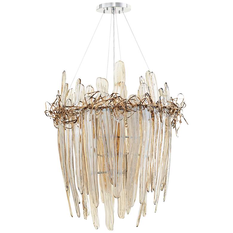 Image 1 Thetis 30 inch Wide Copper Straw Cognac Glass Chandelier