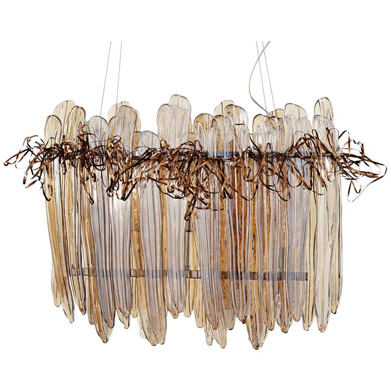 Image 1 Thetis 35 1/2" W Cognac Glass Kitchen Island Light Pendant
