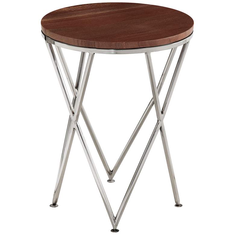 Image 1 Thiago 24 inch Red Marble and Chrome Accent Table