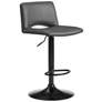 Thierry Adjustable Swivel Barstool in Matte Black Finish, Gray Faux Leather