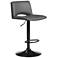 Thierry Adjustable Swivel Barstool in Matte Black Finish, Gray Faux Leather