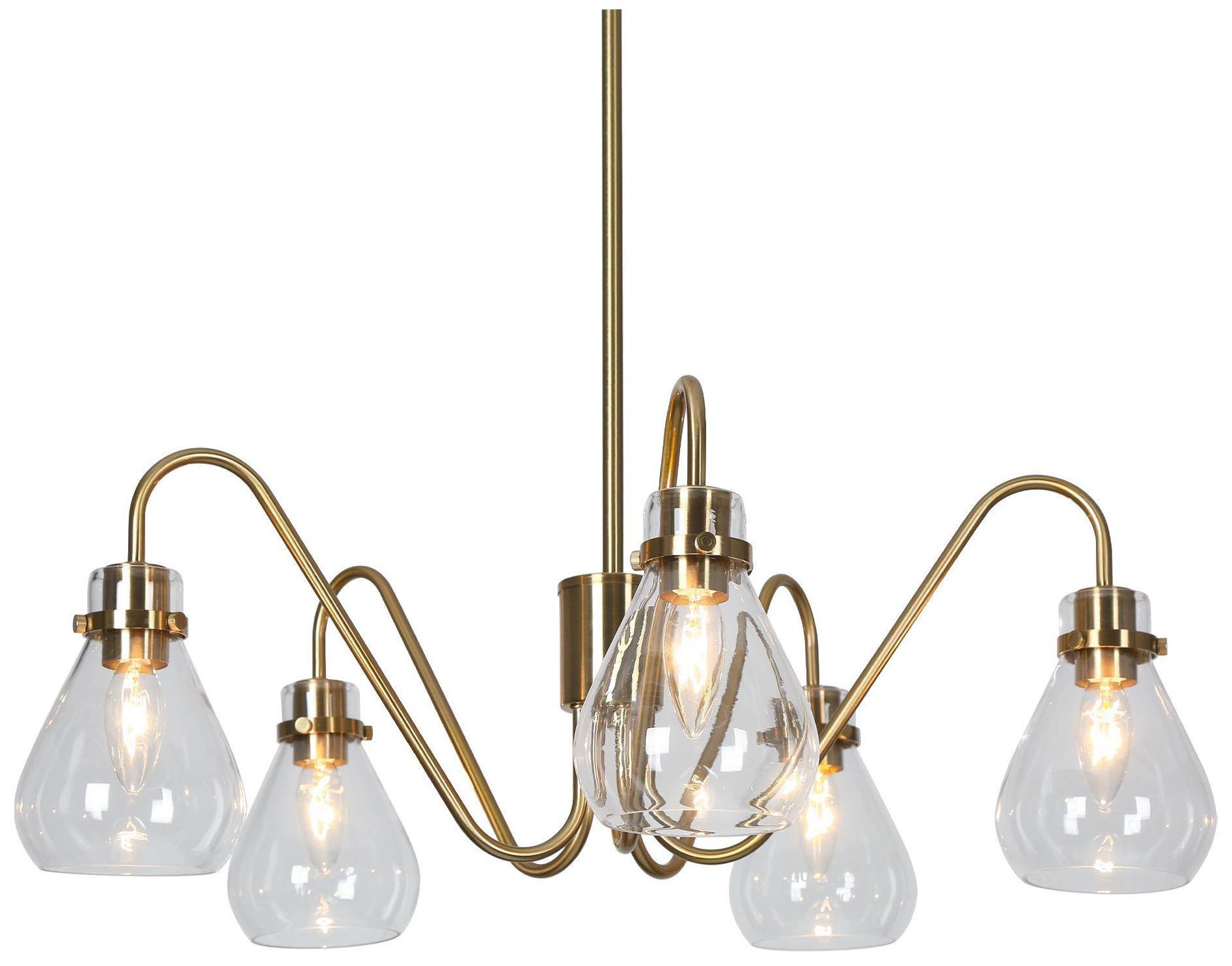 Thumbnail1 of Thimble 26"W 5-Light Brass Glass Sputnik Chandelier