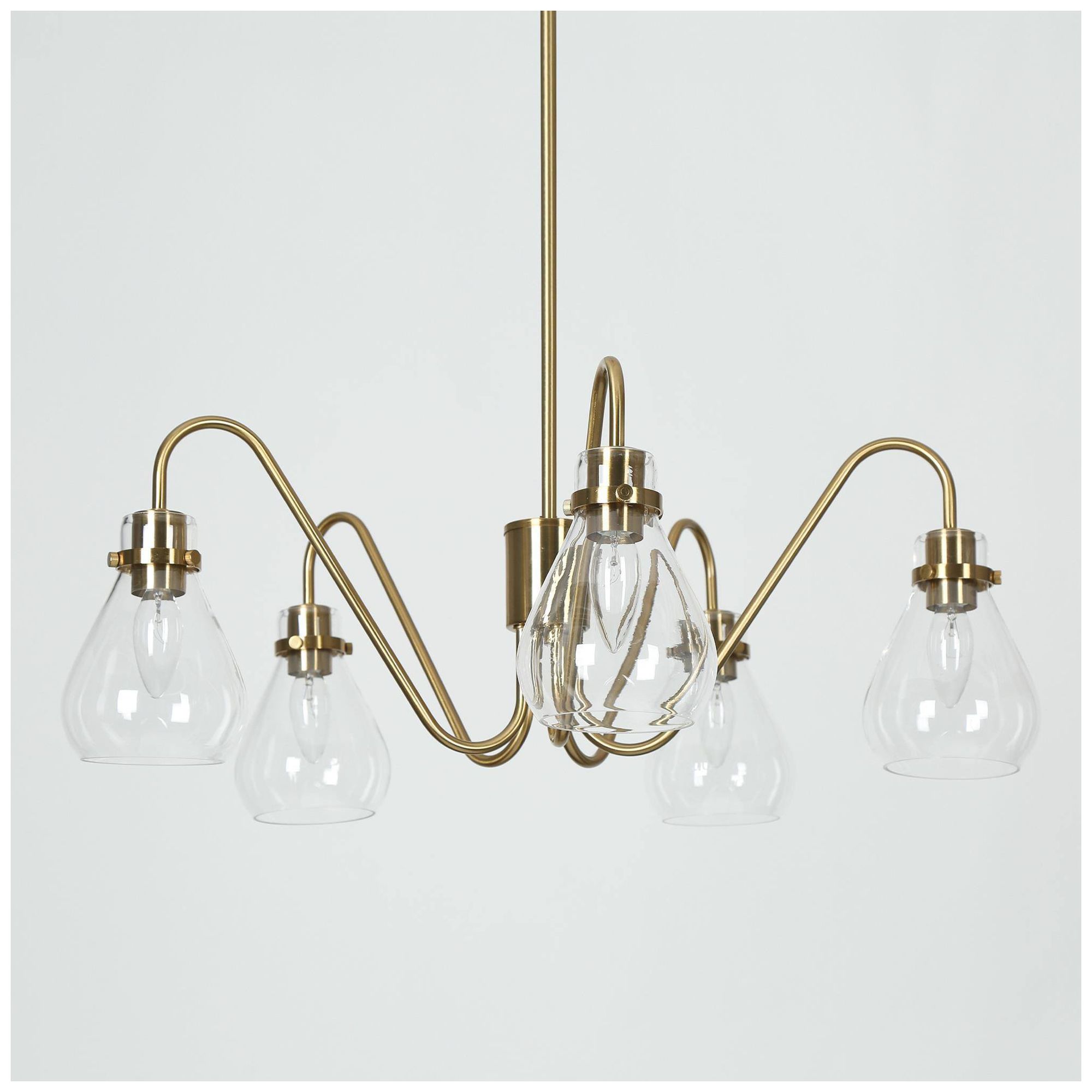 Thumbnail2 of Thimble 26"W 5-Light Brass Glass Sputnik Chandelier more views