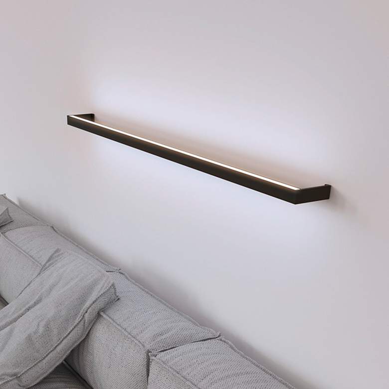 Image 2 Thin-Line 48" Wide Satin Black Indirect 2700K LED Bath Light more views
