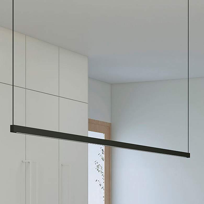 Image 1 Thin-Line 72" Wide Satin Black LED Linear Pendant Light