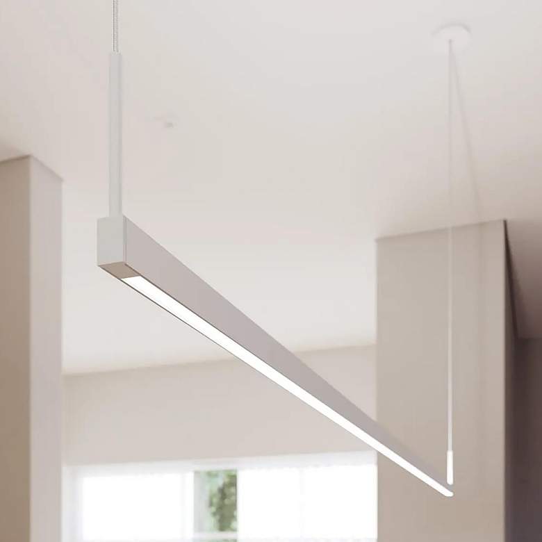 Image 2 Thin.Line 72" Wide Satin White Two-Sided 3500K LED Pendant