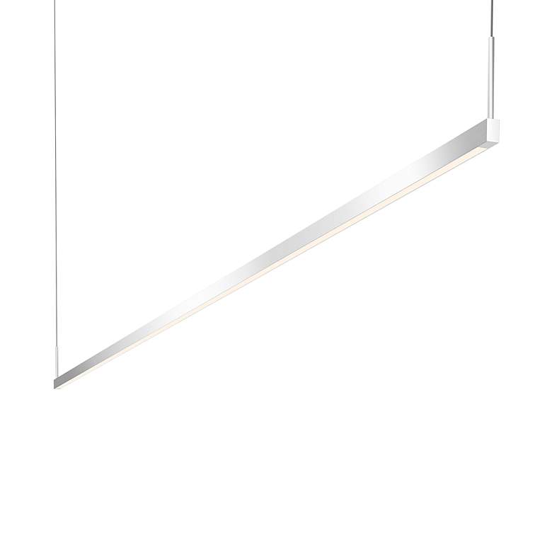 Image 1 Thin-Line 96" Wide Bright Satin Aluminum LED Pendant Light