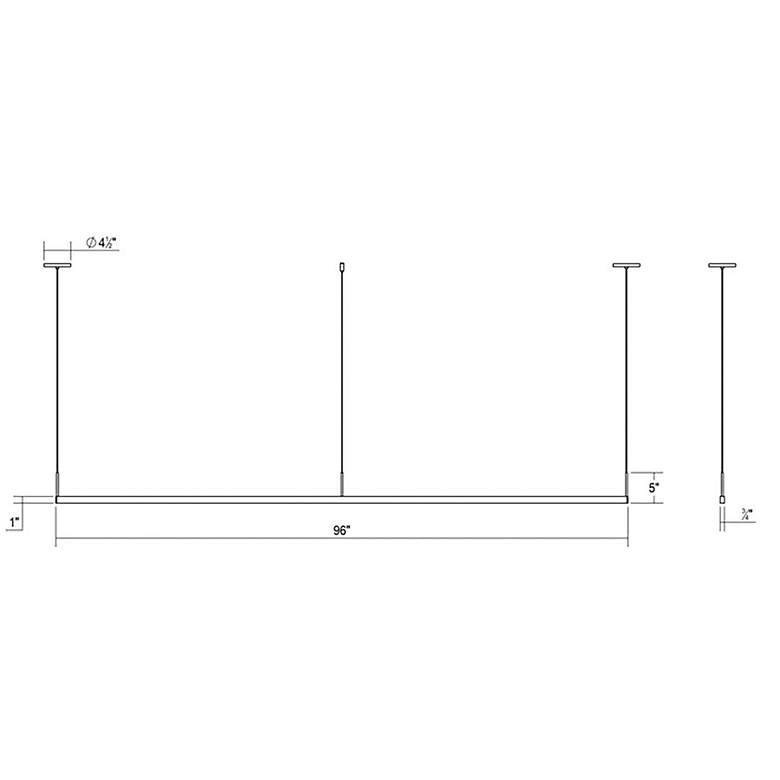 Image 3 Thin-Line 96" Wide Bright Satin Aluminum LED Pendant Light more views