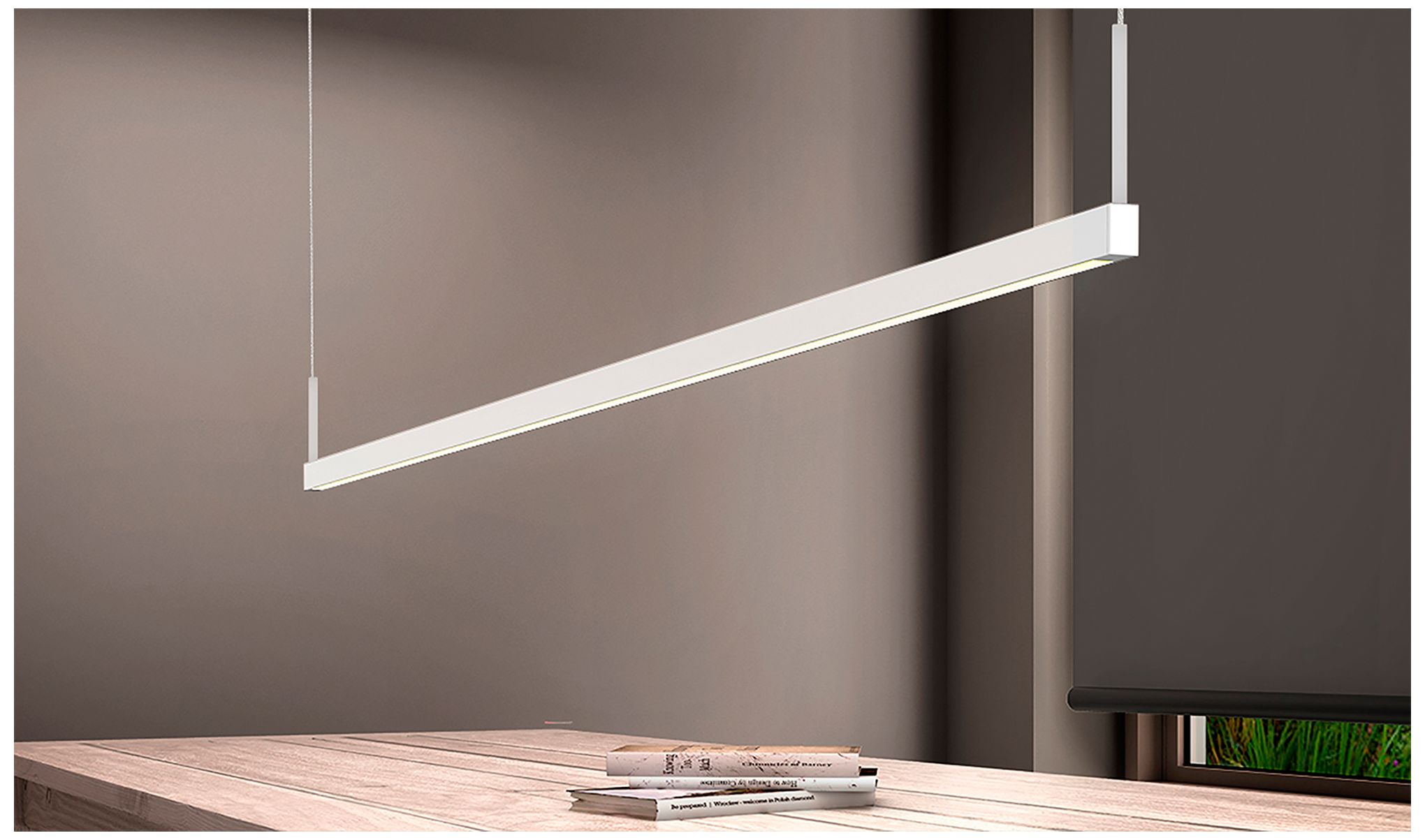 Image 3 Thin-Line One-Sided LED Pendant 8' Satin White 3000K 240" Cable more views