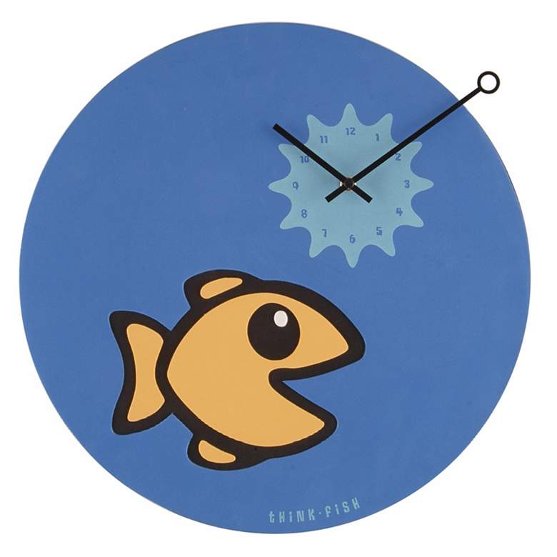 Image 1 Think Fish 15 7/10" Wide Wall Clock