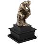 Thinker on a Rock 12"H Statue With Black Square Riser