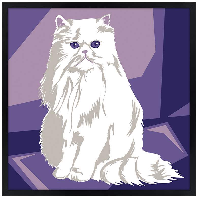 Image 1 Thinking Cat 21" Square Black Giclee Wall Art