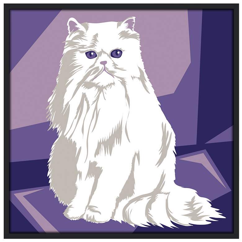 Image 1 Thinking Cat 37" Square Black Giclee Wall Art