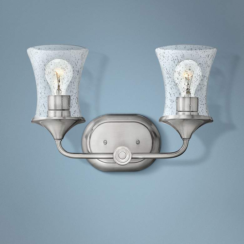 Image 1 Thistledown 10 1/2" High Brushed Nickel 2-Light Wall Sconce