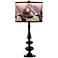 Thomas Kinkade Glory of Evening Giclee Glow Black Table Lamp