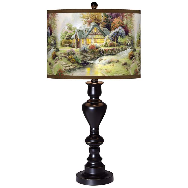 Image 1 Thomas Kinkade Stillwater Cottage Giclee Glow Table Lamp