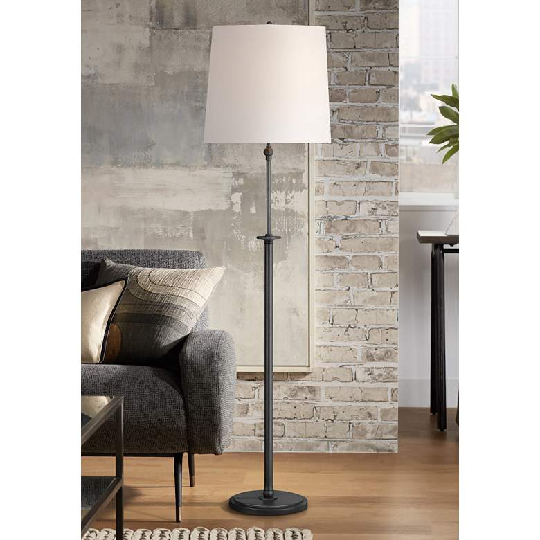 Image 1 Thomas O'Brien Capri 64 1/4" Aged Iron 2-Light LED Floor Lamp