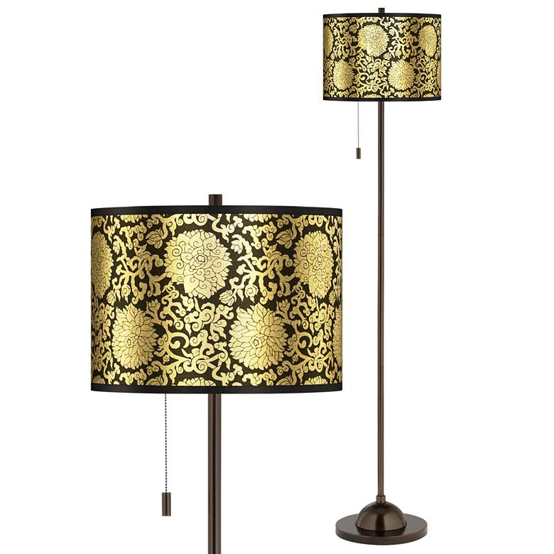 Image 1 Thomas Paul Blossom Gold Metallic Bronze Club Floor Lamp