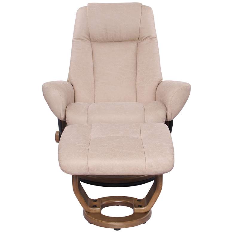 Image 3 Thomma Sand Fabric Swivel Recliner with Ottoman more views