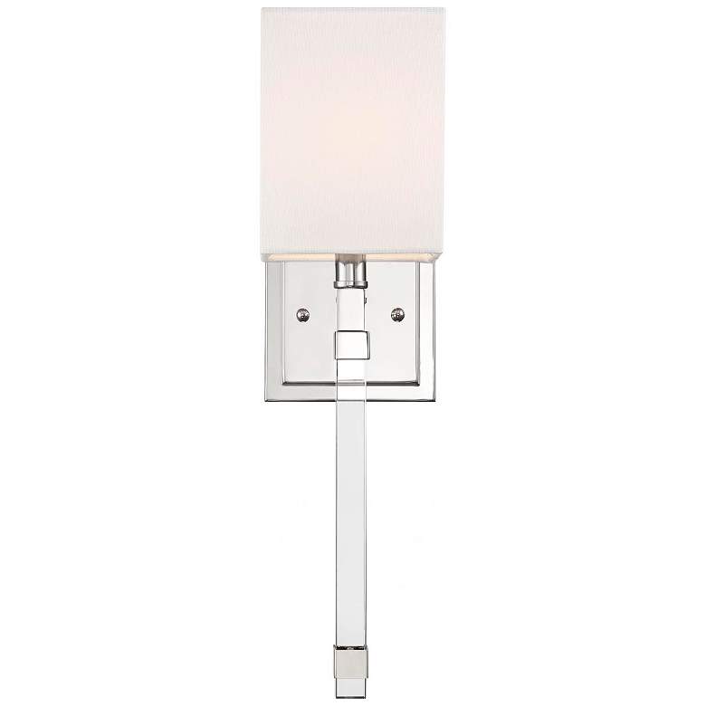 Image 4 Thompson; 1 Light; Wall Sconce; Polished Nickel Finish w/ White Linen Shade more views