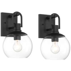 Thompson 12 1/4" High Black Outdoor Wall Light Set of 2