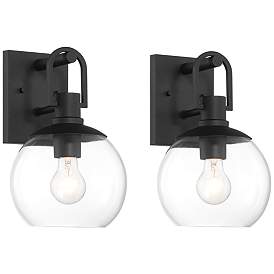 Image2 of Thompson 12 1/4" High Black Wall Sconce Set of 2