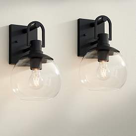 Image1 of Thompson 12 1/4" High Black Wall Sconce Set of 2