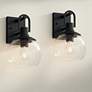 Thumbnail1 of Thompson 12 1/4" High Black Wall Sconce Set of 2