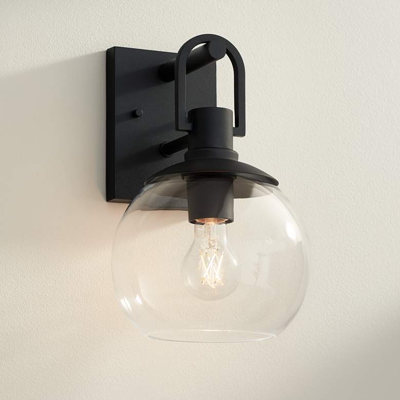 Image 1 Thompson 12 1/4" High Black Wall Sconce