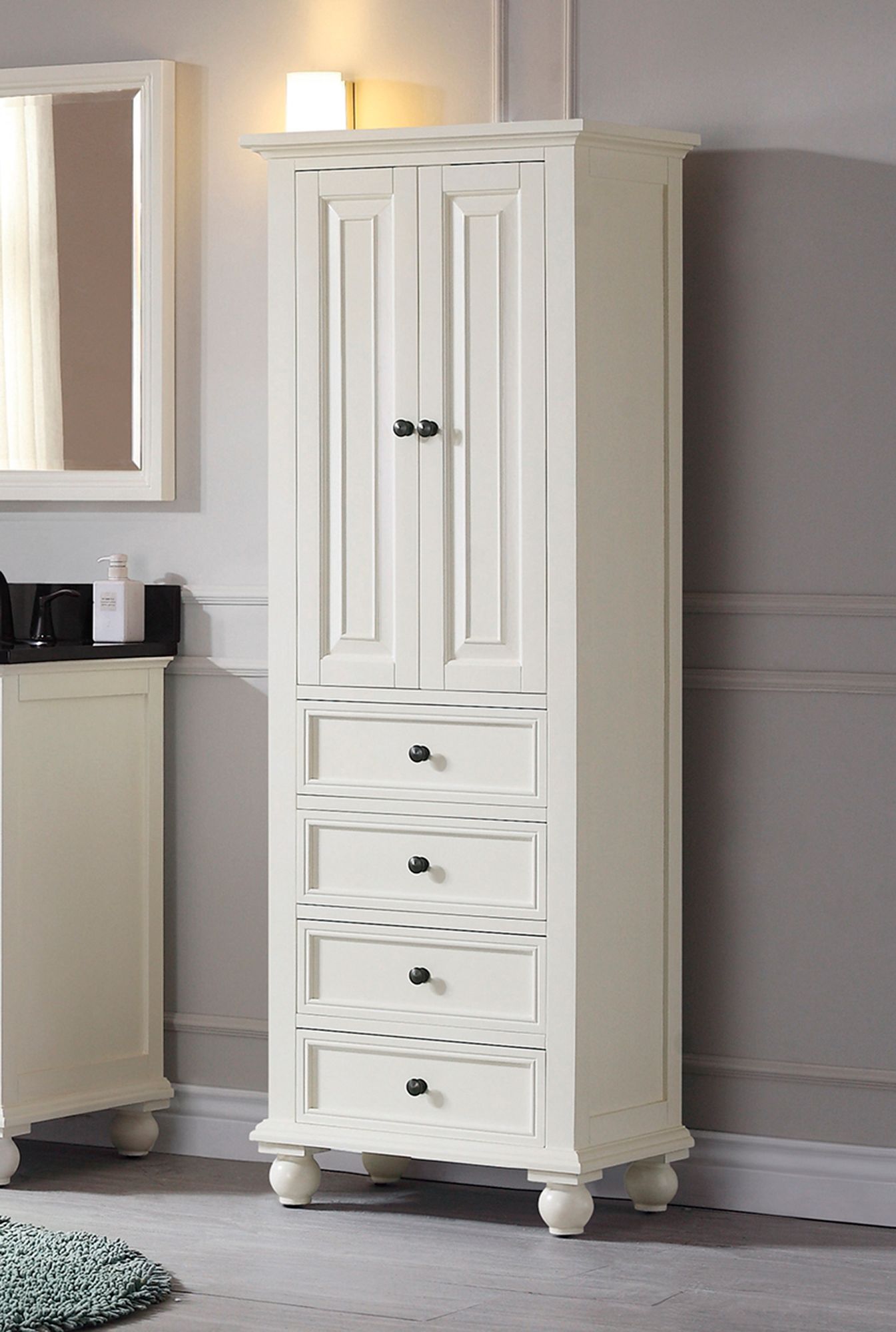 bathroom tower cabinet with drawers