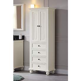 Image1 of Thompson 68" High French White 4-Drawer Tall Linen Cabinet