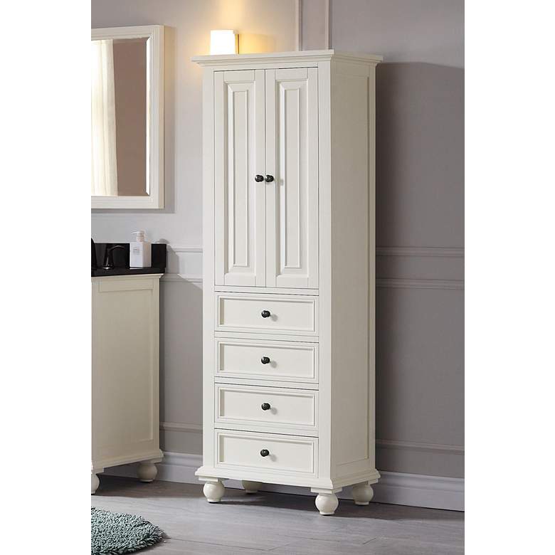 Image 1 Thompson 68" High French White 4-Drawer Tall Linen Cabinet