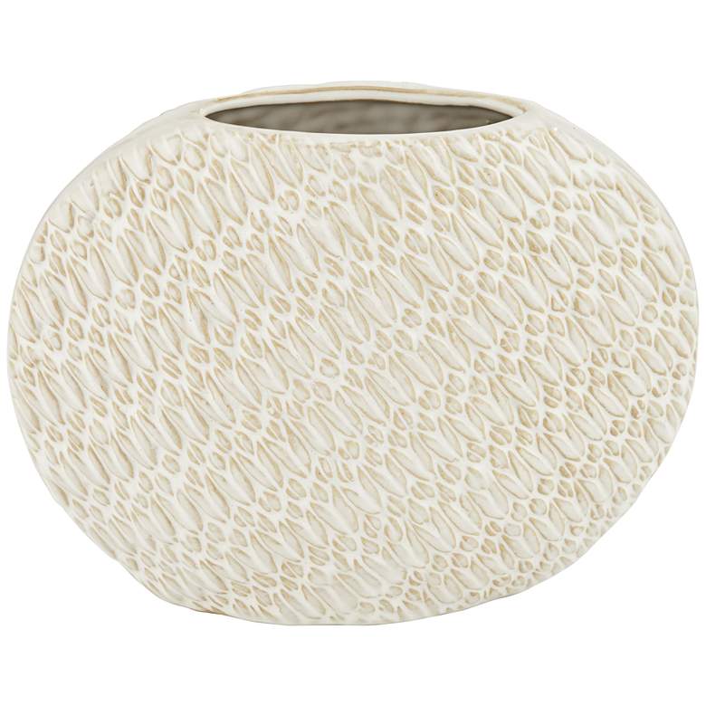 Image 2 Thompson 8" High Shiny Beige Ceramic Vase