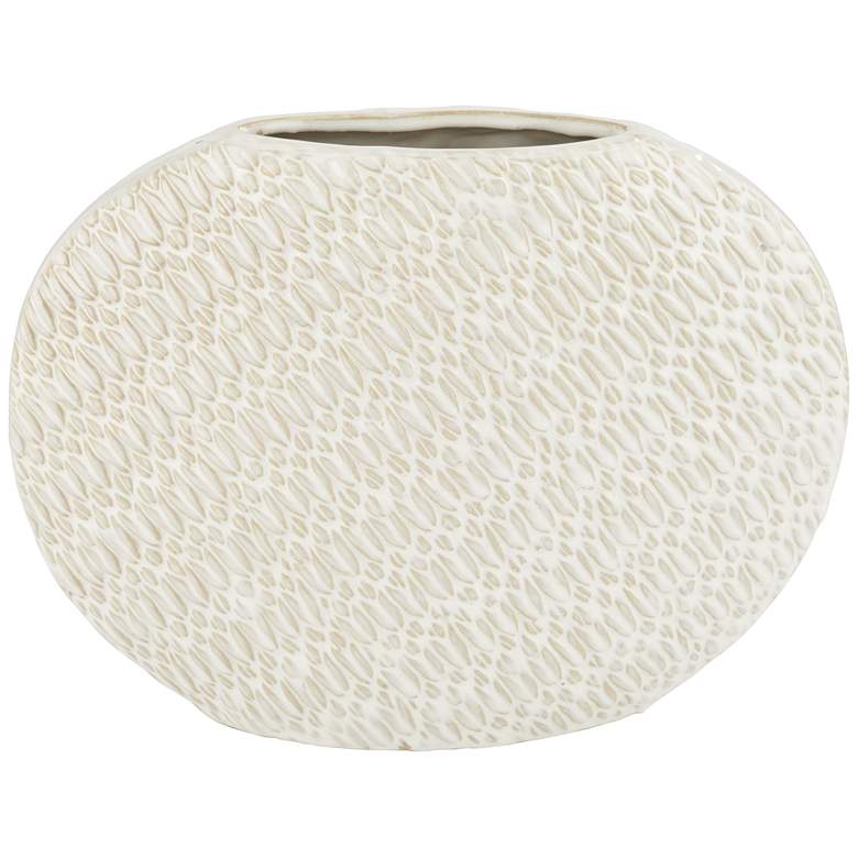 Thompson 9 3/4 inch High Shiny Beige Ceramic Vase