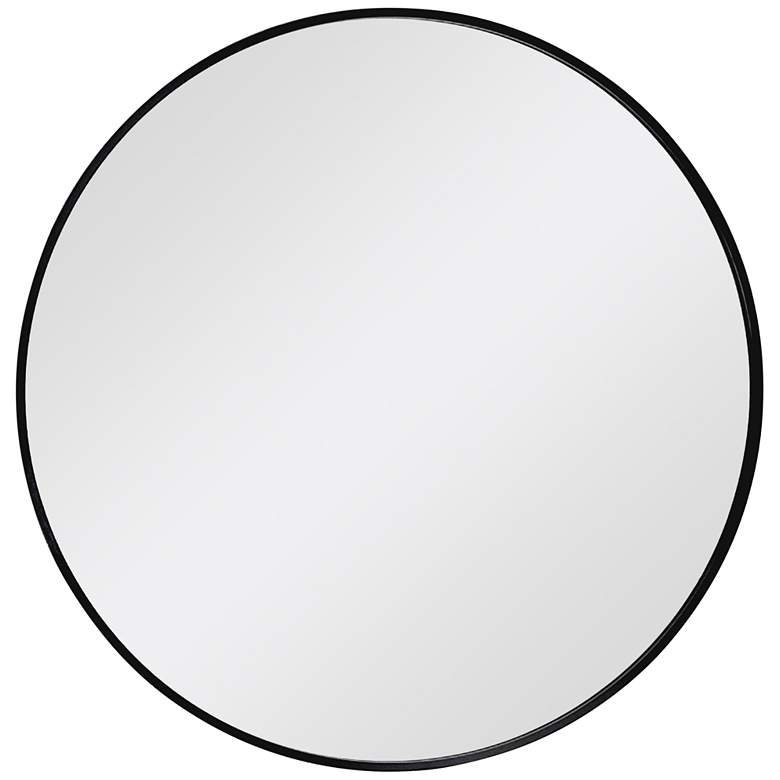 Image 2 Thompson Matte Black 27 3/4" Round Framed Wall Mirror