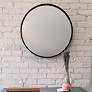 1_Thompson Matte Black 27 3/4" Round Framed Wall Mirror
